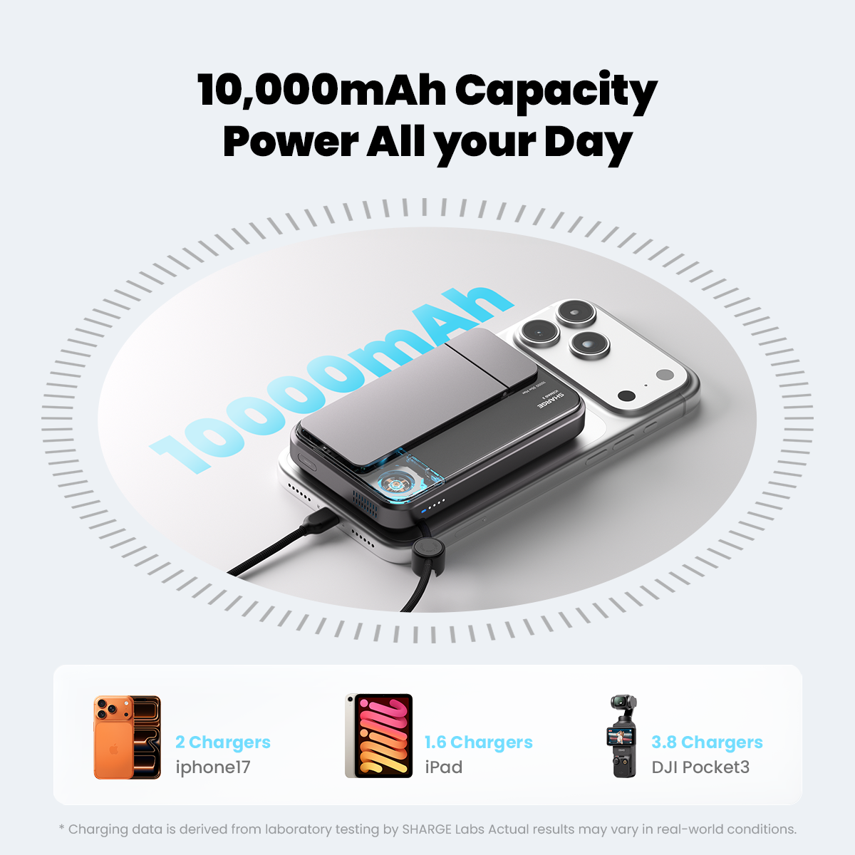 SHARGE ICEMAG 3 Power Bank(35W, 10K, Qi2.2 25W, Built-in Cable)