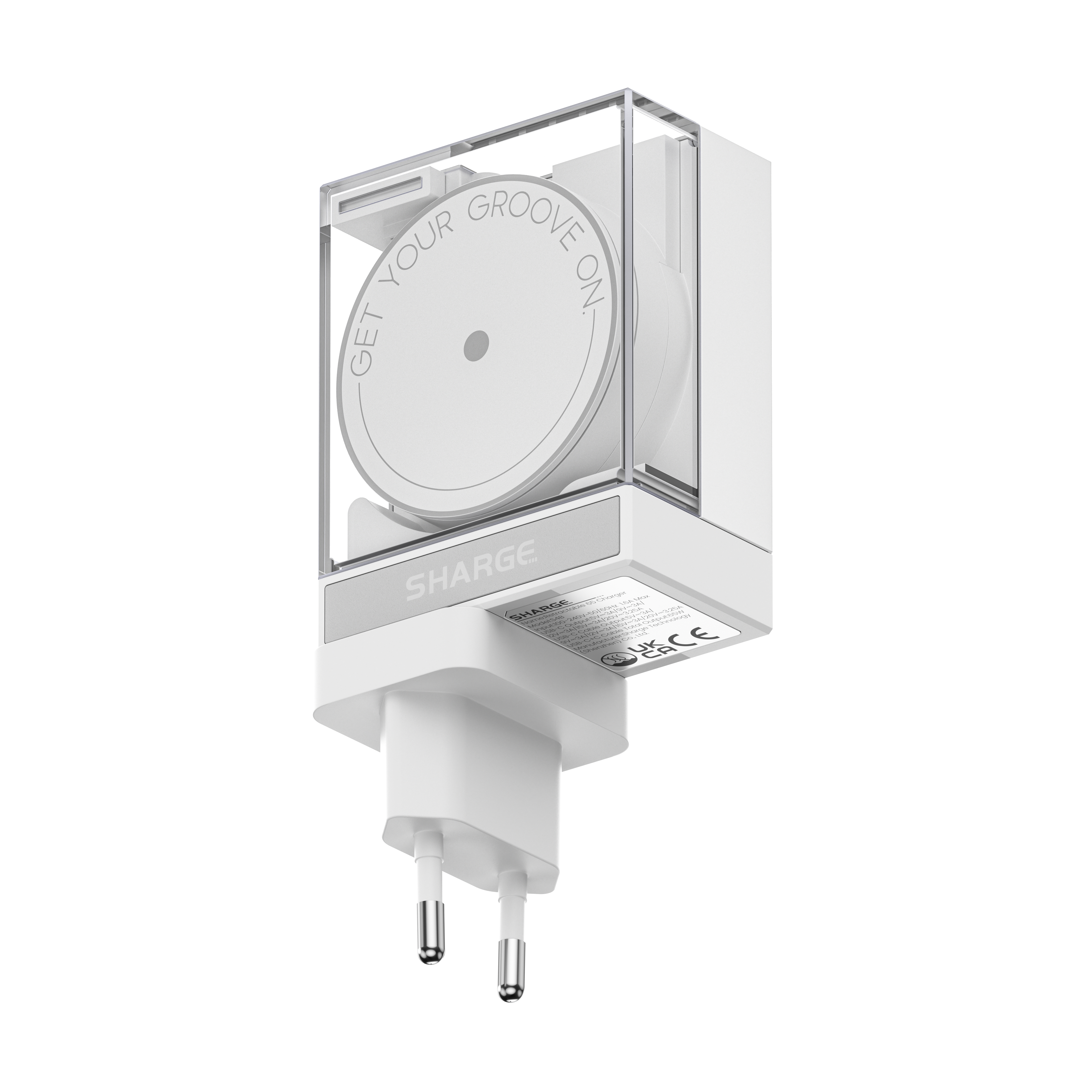 SHARGE Retractable 65W USB C Charger, GaN Power with USB C Cable,Multi-Device PD Fast Charging for MacBook Pro/Air, iPhone 16,Pixel Book, iPad Pro White