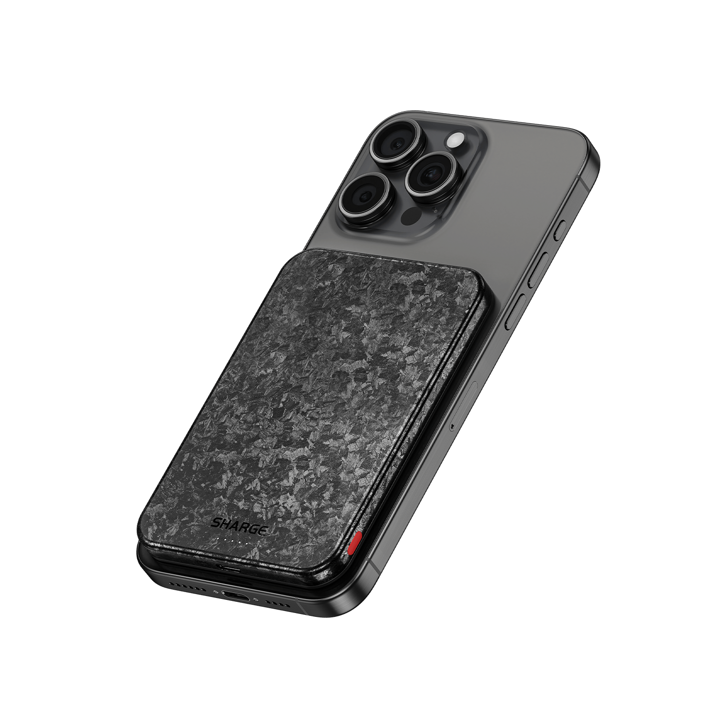 sharge CarbonMag Magsafe Power Bank Slim Magnetic Portable Charger 5000mAh, Lightweight Carbon Fiber 20W PD Fast Charging, Battery Pack for iPhone 16 Pro Max/15/14/13 Series Black