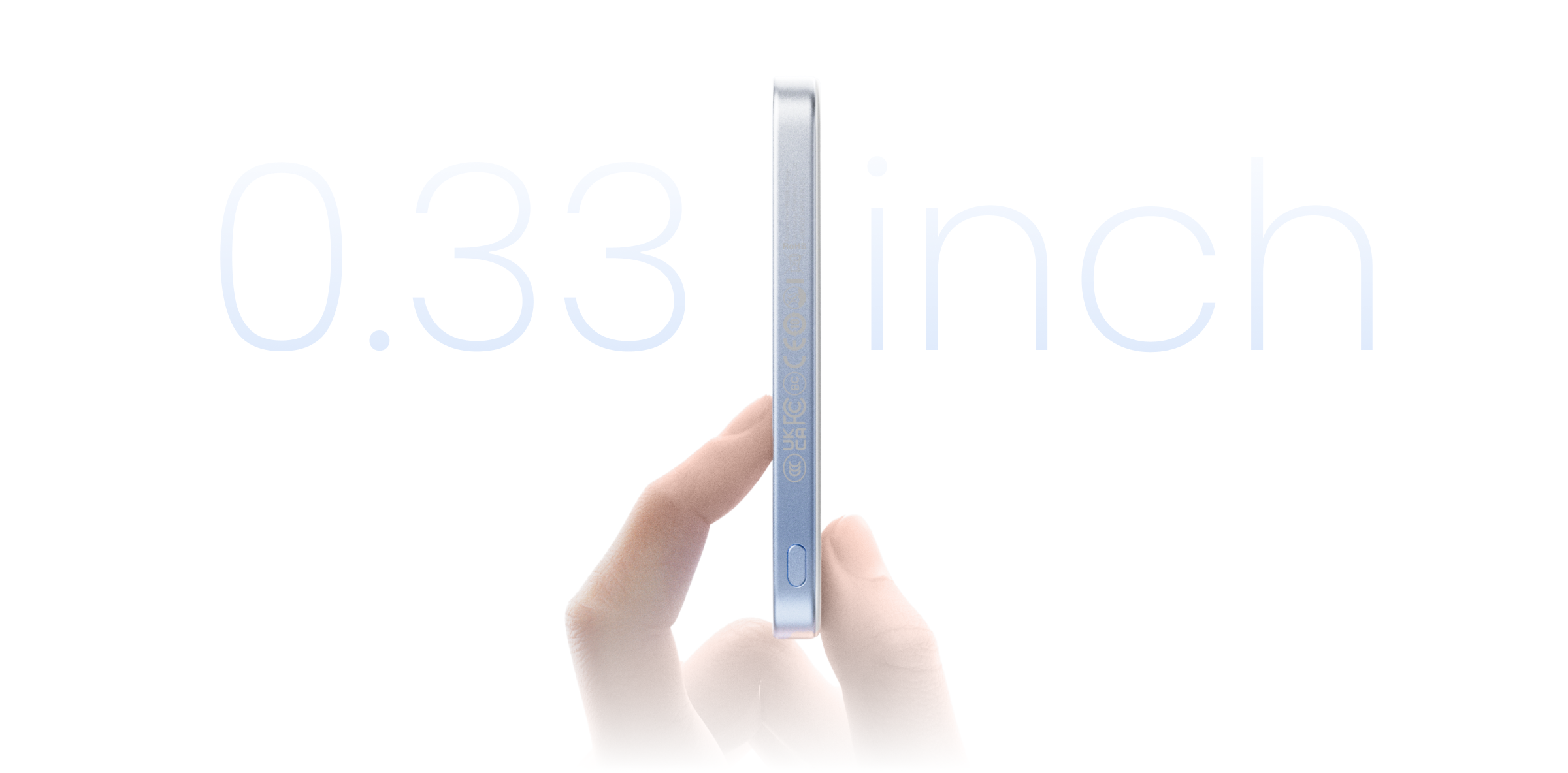 Thin rectangular object with '0.33 inch' text on a white background