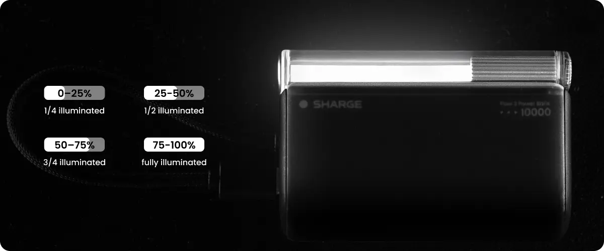 LED light bar with illumination percentage display on a black background