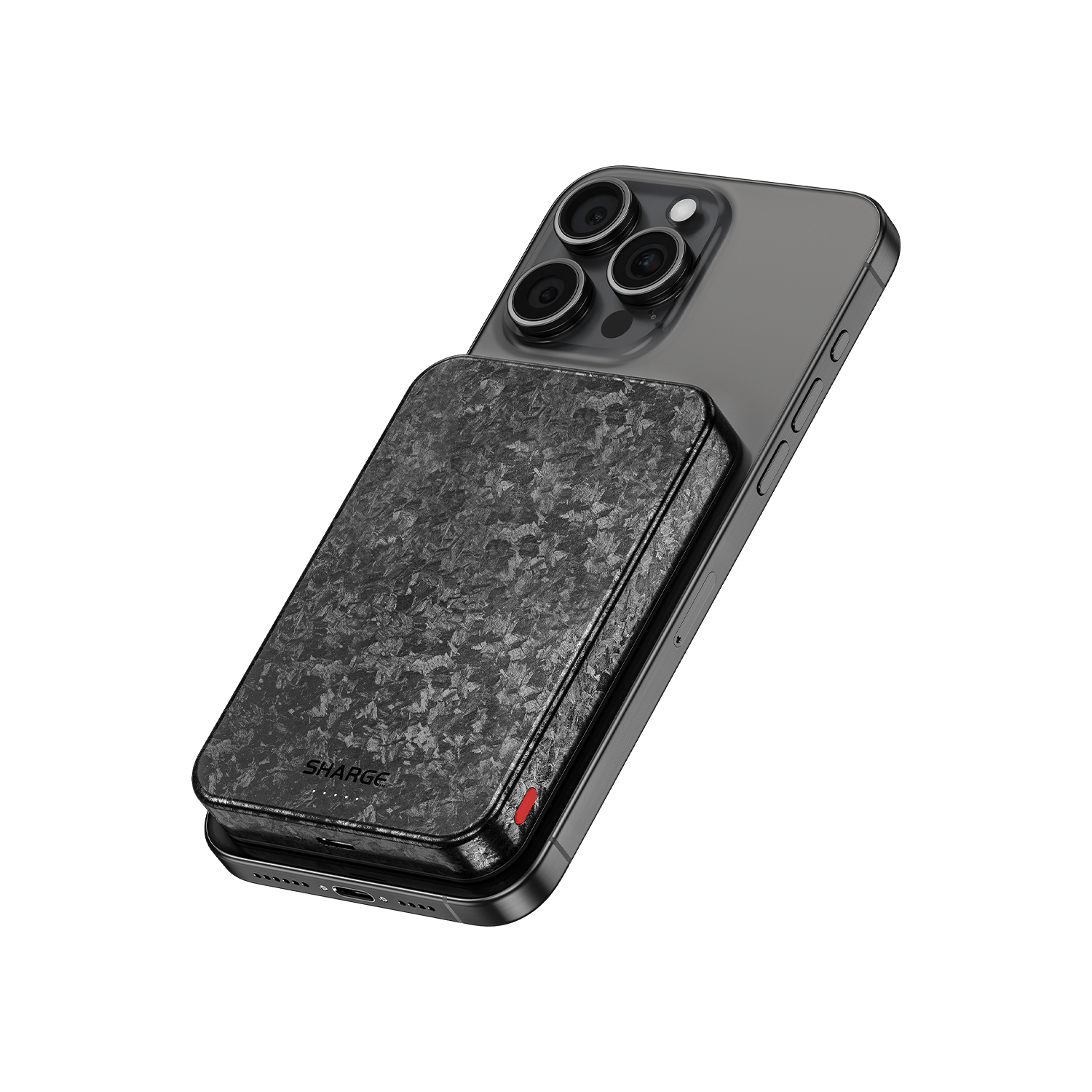 sharge CarbonMag Magsafe Portable Charger 10000mAh Qi2 Certified Magnetic Carbon Fiber Power Bank Lightweight PD20W Fast Charging Battery Pack for iPhone 16/15/14/13/12 Series Black