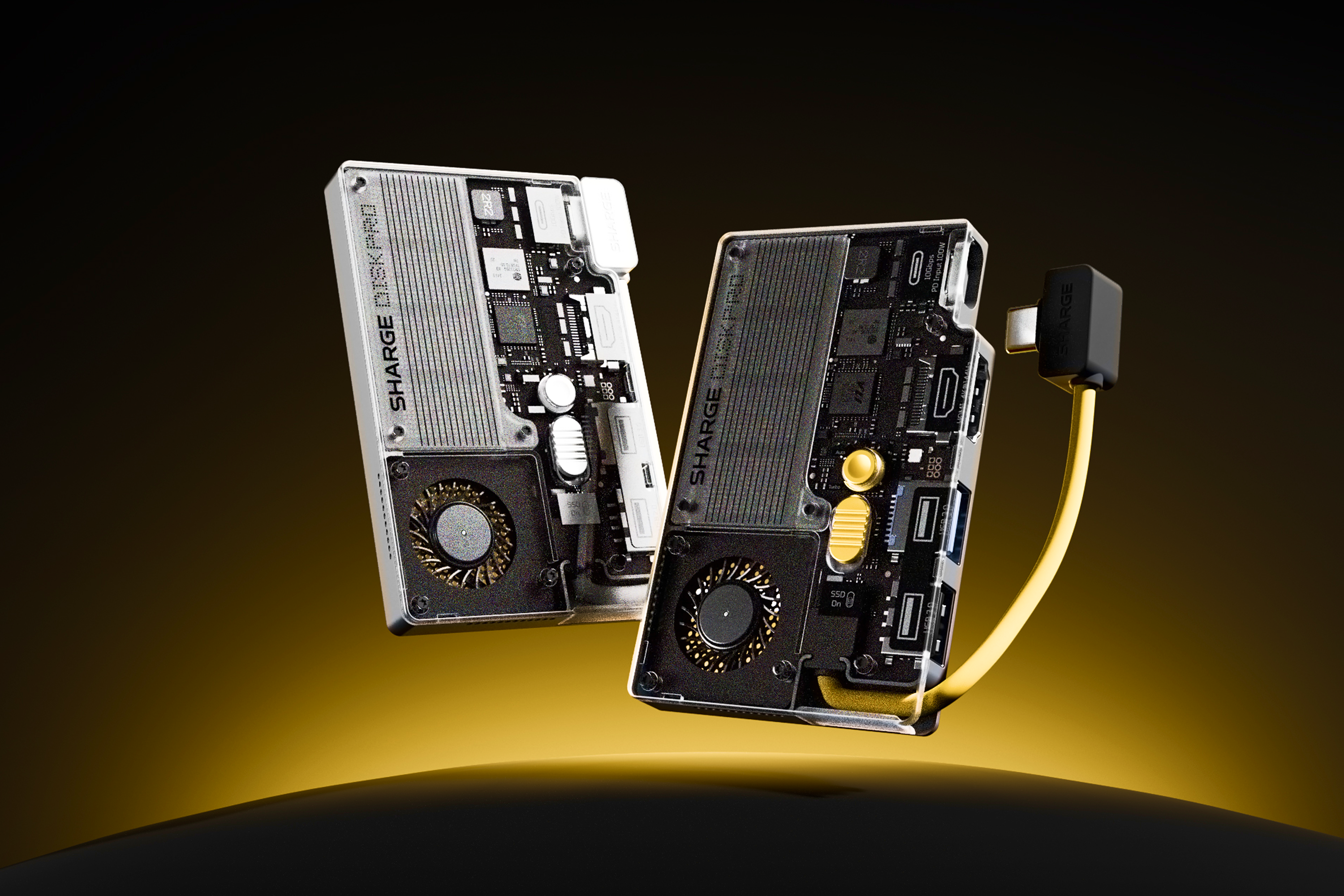 isk Pro portable SSD with active cooling and hub design