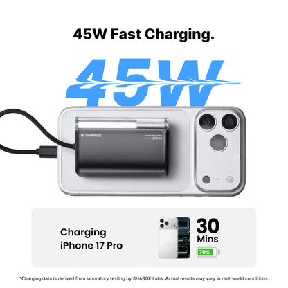 SHARGE Flow 3 Power Bank （45W,10K,Built-in Cable)