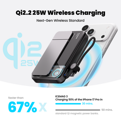 SHARGE ICEMAG 3 Power Bank(35W, 10K, Qi2.2 25W, Built-in Cable)