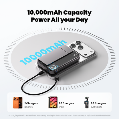 SHARGE ICEMAG 3 Power Bank(35W, 10K, Qi2.2 25W, Built-in Cable)