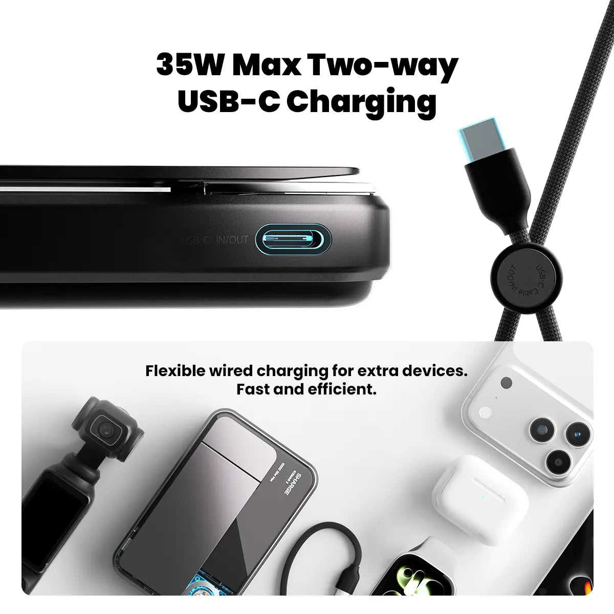 SHARGE ICEMAG 3 Power Bank(35W, 10K, Qi2.2 25W, Built-in Cable)