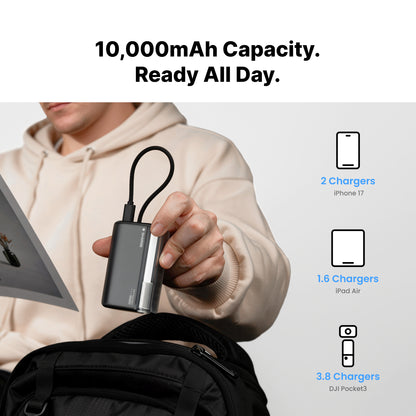 SHARGE Flow 3 Power Bank (45W, 10K, Built-in Cable)