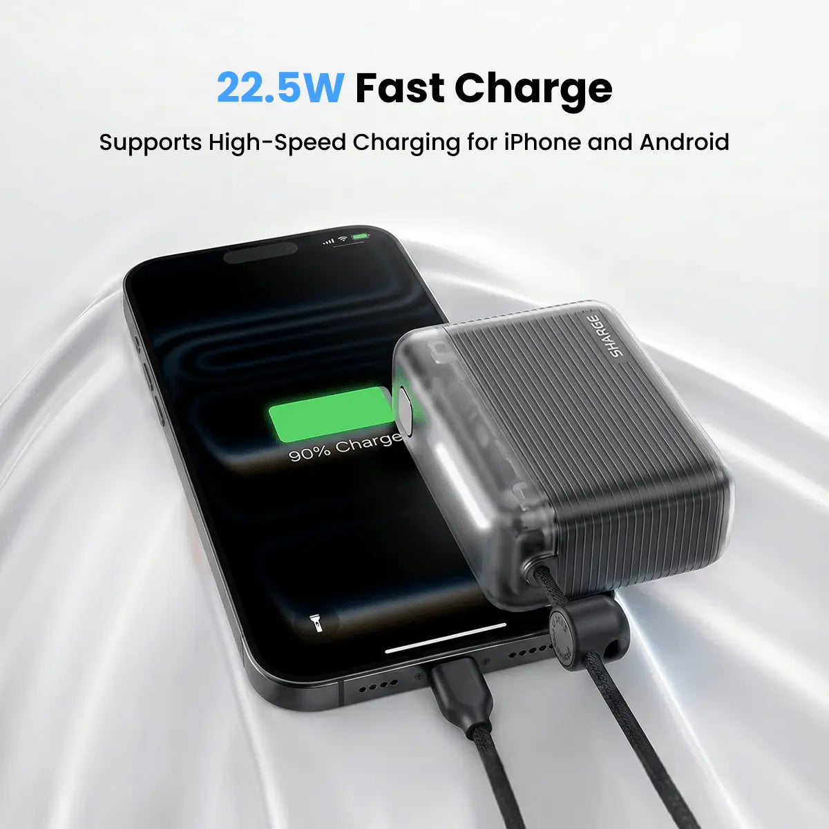 Banque d'alimentation Sharge Flow 2 (22,5 W, 10 K, câble intégré)