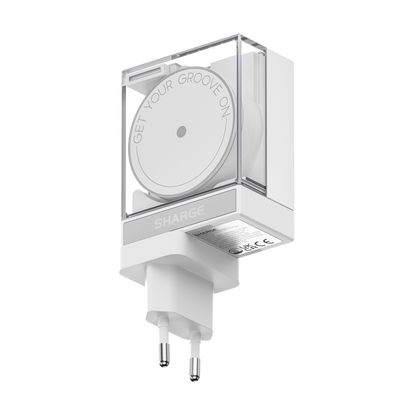 SHARGE Retractable 65W USB C Charger, GaN Power with USB C Cable,Multi-Device PD Fast Charging for MacBook Pro/Air, iPhone 16,Pixel Book, iPad Pro White