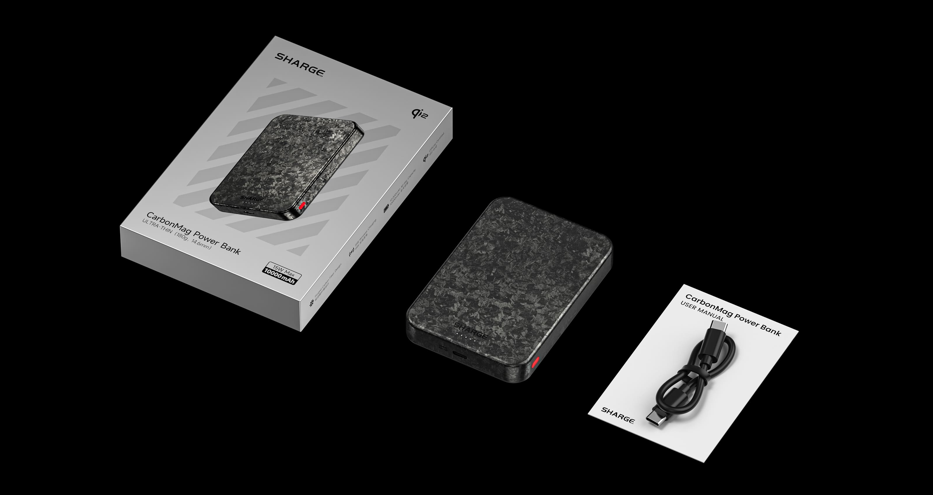 SHARGE CarbonMag 10000mAh SHARGE CarbonMag (10K) Power Bank Qi2 certified Carbon Fiber 10,000mAh