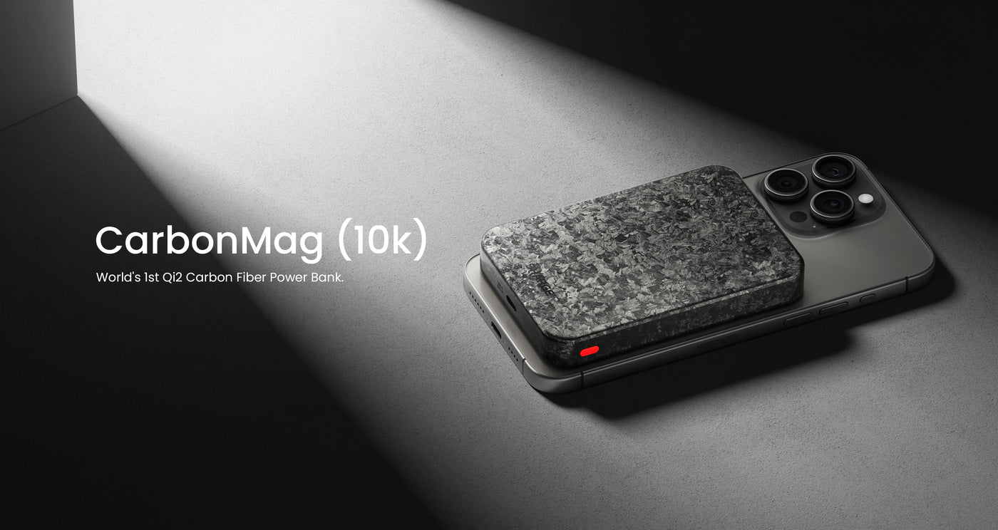 Sharge CarbonMag Qi2 10000mAh 15W Wireless Power Bank description image