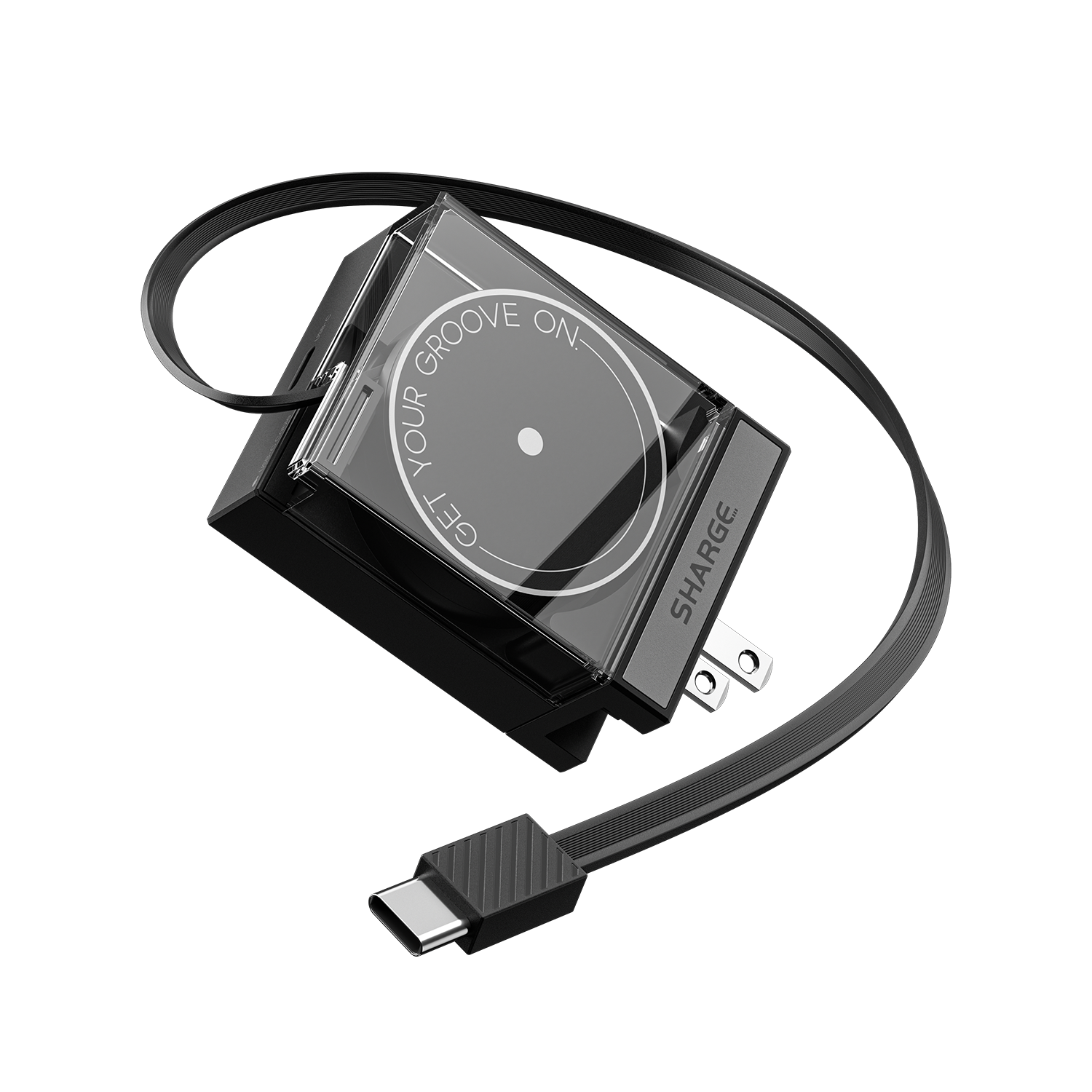 SHARGE Retractable 65W USB C Charger, GaN Power with USB C Cable,Multi-Device PD Fast Charging for MacBook Pro/Air, iPhone 16,Pixel Book, iPad Pro White