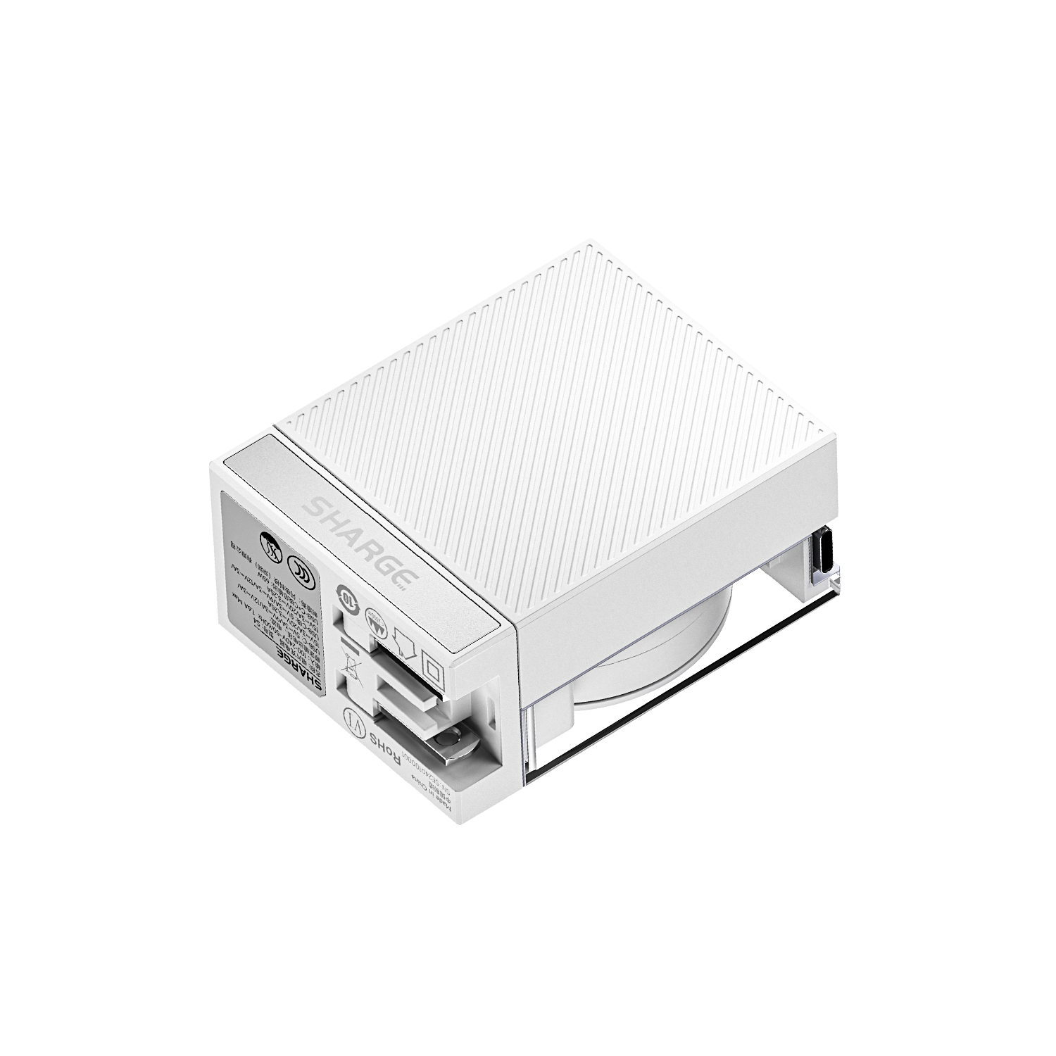 SHARGE Retractable 65W USB C Charger, GaN Power with USB C Cable,Multi-Device PD Fast Charging for MacBook Pro/Air, iPhone 16,Pixel Book, iPad Pro White