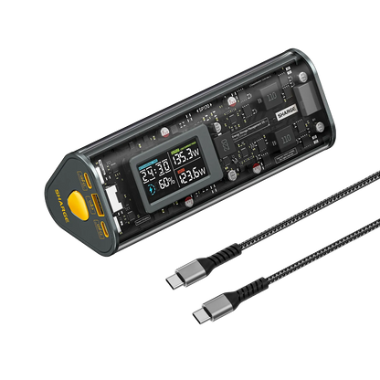 SHARGEEK 170 Power Bank, 140W PD3.1 Portable Charger 24,000mAh/ 84.6Wh with Smart Display, 170W Total Output Battery Pack for MacBook Pro iPhone 16/15/14 Series