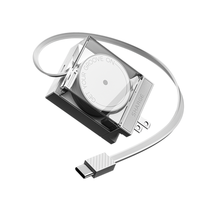 SHARGE Retractable 65W USB C Charger, GaN Power with USB C Cable,Multi-Device PD Fast Charging for MacBook Pro/Air, iPhone 16,Pixel Book, iPad Pro White